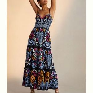 Embroidered maxi dress by Anthropologie.